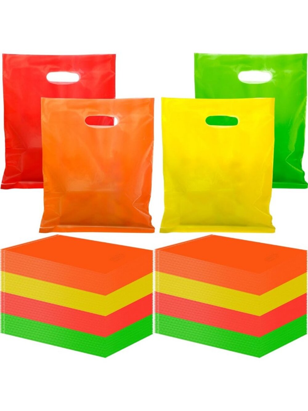 400 Pcs Colorful Shopping Bags with Handles - 12x15 Inch Bulk Pack for Retail